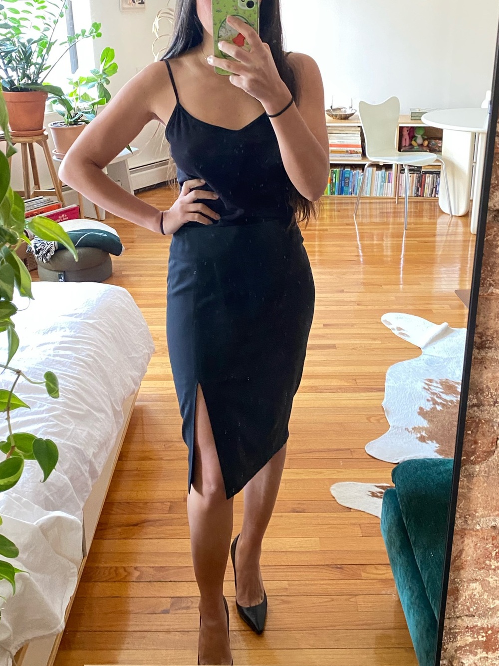 Theory Black Pencil Skirt with Front Slit